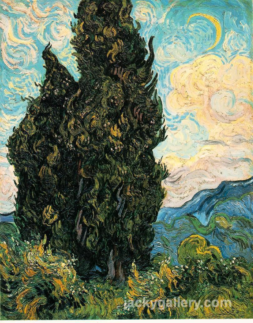 Two Cypresses II, Van Gogh painting